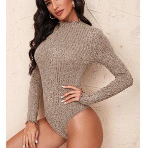 SHEIN | Unity Lettuce Trim Rib-knit Bodysuit (Size S)